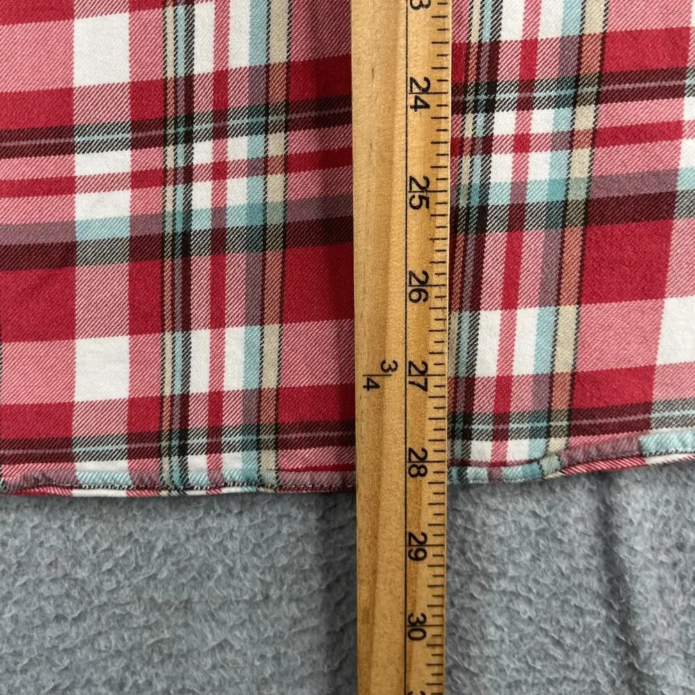 J Crew Shirt Red Plaid Pockets Casual Classic Button Up Long Sleeve Mens Medium